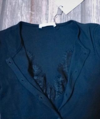 Chaqueta top punto combinada encaje