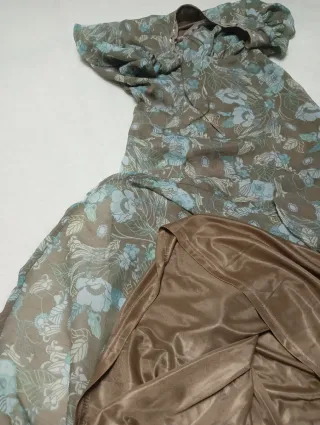 Vestido marrón flores talla S