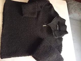 Jersey Negro Peluche Cremallera