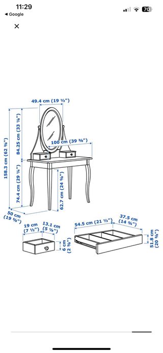 Tocador y banqueta Ikea blanco