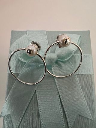 Pendientes aro perla plata