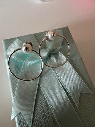 Pendientes aro perla plata