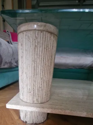 Tavolo da centro/ausiliare in marmo naturale e cristallo