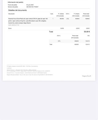 Plancha Vapor Rowenta Focus Excel 2700W