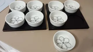 Conjunto de cuencos Florales con Base Negra