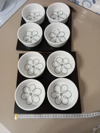Conjunto de cuencos Florales con Base Negra