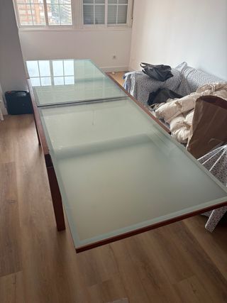 Mesa comedor cristal madera extensible hasta 260cm