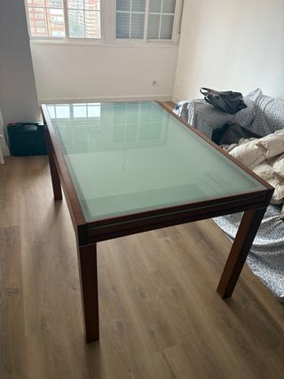 Mesa comedor cristal madera extensible hasta 260cm