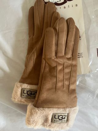 Guantes UGG forro polar beige/marrón