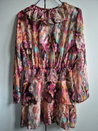 Vestido Zara Mini Multicolor Volantes Talla S