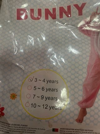 Costume coniglietto bimba 3/4 anni
