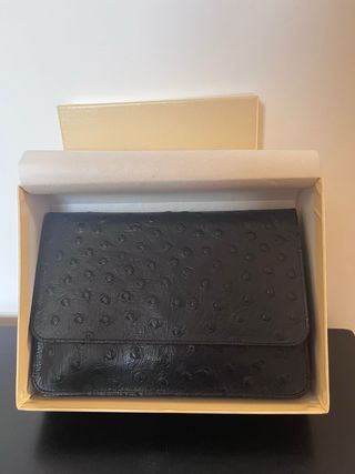 Porta carte in vera pelle di struzzo artigianale