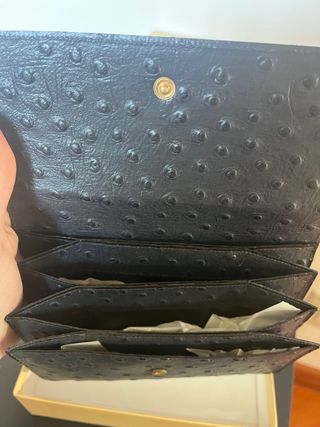 Porta carte in vera pelle di struzzo artigianale