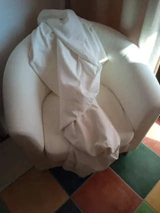 Sillón/Puff Blanco de Tela