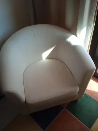Sillón/Puff Blanco de Tela
