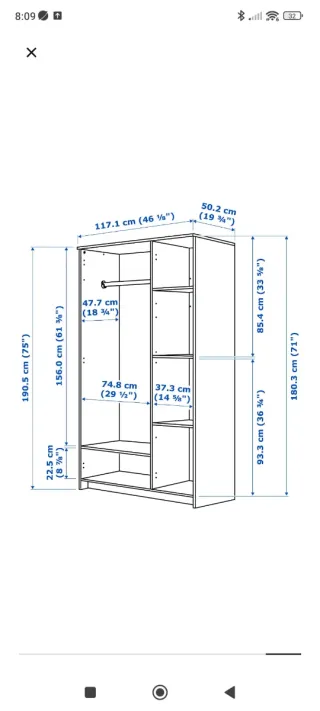 Armario blanco 3 puertas con espejo