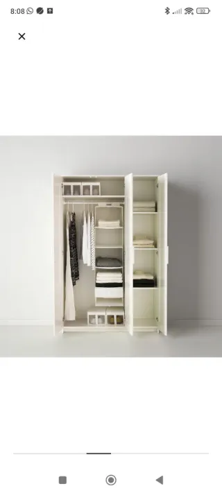 Armario blanco 3 puertas con espejo