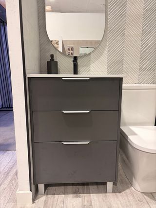 Mueble de baño 60cm gris con lavabo