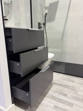 Mueble de baño 60cm gris con lavabo