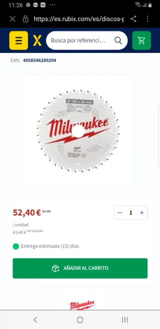 Disco Sierra Milwaukee 190mm x 30mm 24T HW