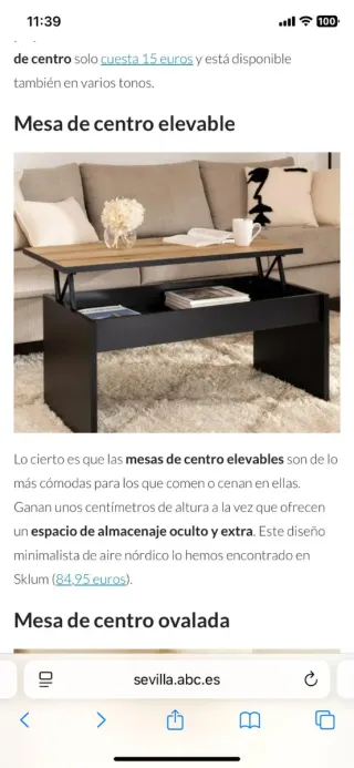 Mesa elevable Sklum madera y metal