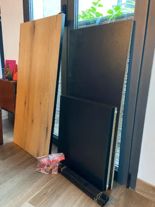 Mesa elevable Sklum madera y metal