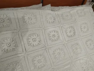 Colcha ganchillo floral, cama doble
