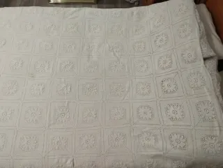 Colcha ganchillo floral, cama doble