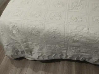 Colcha ganchillo floral, cama doble