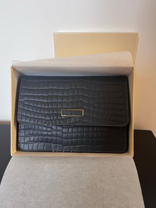 Porta carte in vera pelle artigianale nero