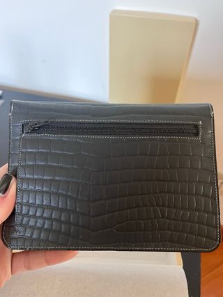 Porta carte in vera pelle artigianale nero