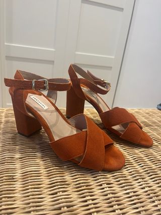 Sandalias Cortefiel Piel Naranja/Marrón