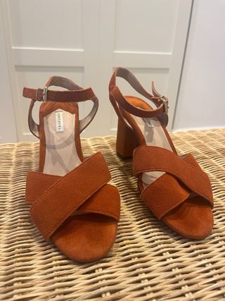 Sandalias Cortefiel Piel Naranja/Marrón