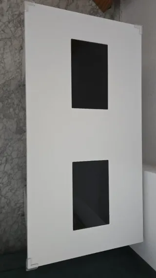 Mesa centro elevable blanca y cristal