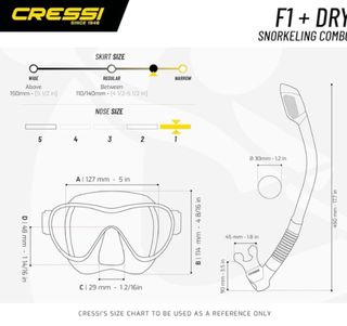 Kit Buceo Cressi F1 y Snorkel Dry (Gafas y Tubo)