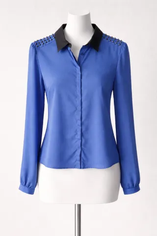 Camicia satinata donna, Silvian Heach, tg M, blu