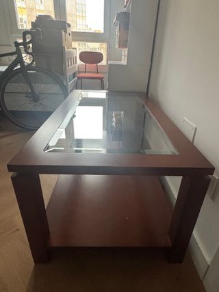 Mesa centro madera y cristal