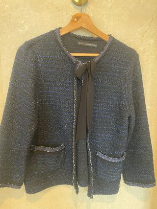 Chaqueta Sfera Tweed Azul y Negro