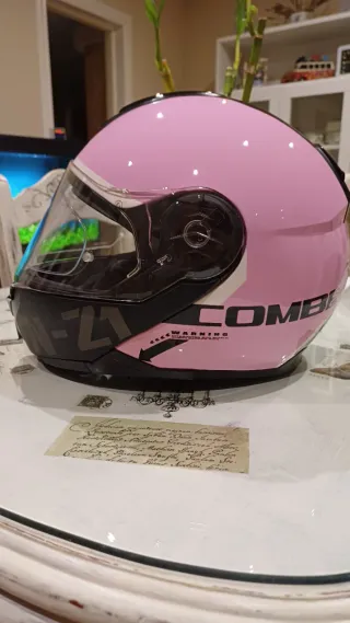 Casco Moto Rosa Combinado