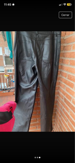 Pantalones anchos tiro alto cuero