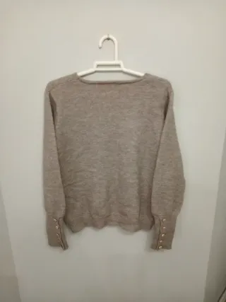 Jersey mujer cuello pico v botones puño