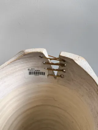 GRAN JARRON TINAJA FLORERO CERÁMICA HIERRO Y BAMBÚ