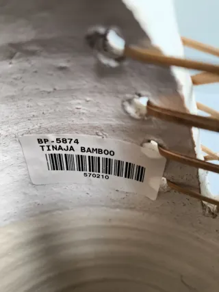 GRAN JARRON TINAJA FLORERO CERÁMICA HIERRO Y BAMBÚ