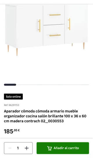 Aparador blanco con detalles dorados