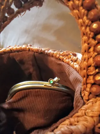 Monedero Cesta Mimbre Vintage Único