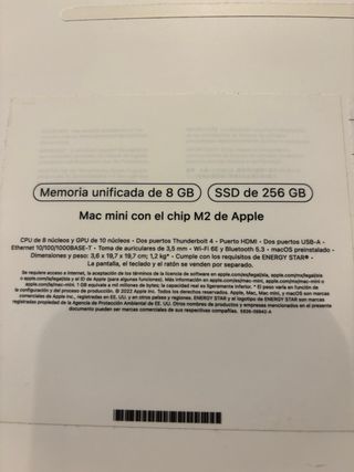 Mac mini M2 8GB RAM 256GB SSD
