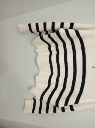 Jersey mujer blanco y negro rayas cuello cremaller