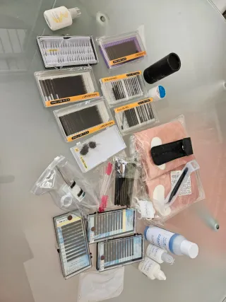 Kit Extensiones Pestañas Negro y Rosa