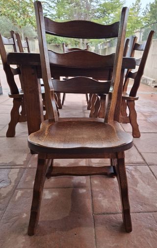 Mesa Roble Macizo y 6 Sillas