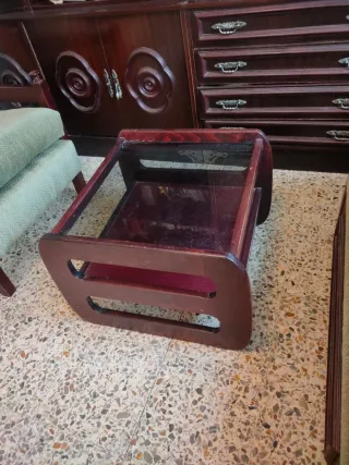 Mesa de centro de salón madera y cristal